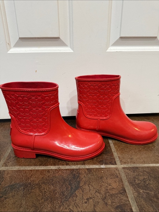 Coach Shoes - Coach Signature Short Rain Boots Red C16179